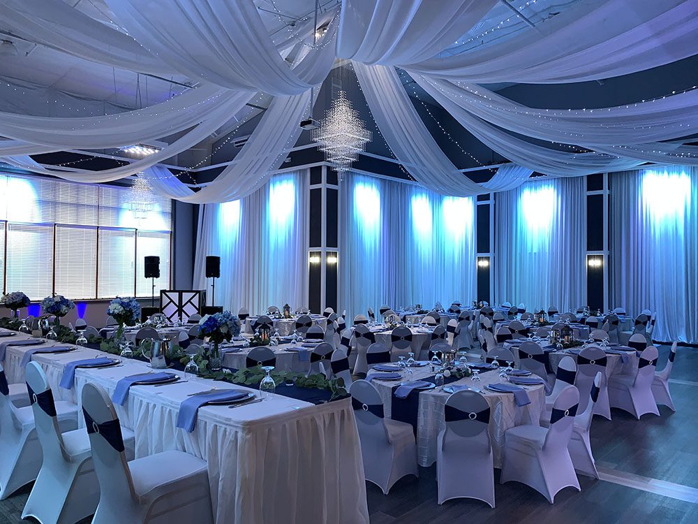 Serenity Hall decorated with white theme