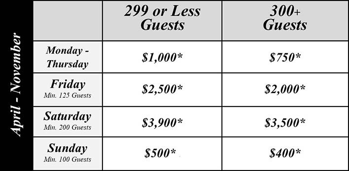 Center COurt Summer Room Rental Pricing