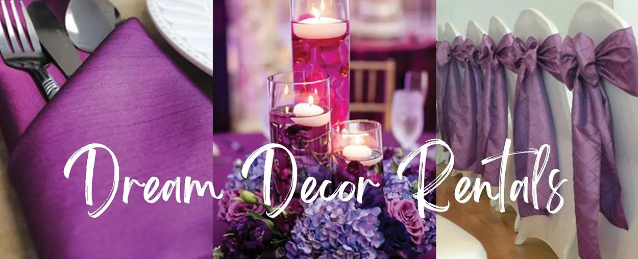 purple and silver wedding decorations