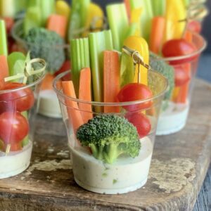 vegetable cups with dill dip