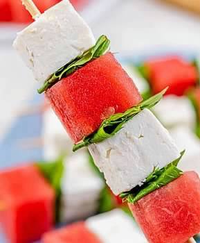 watermelon and cheese skewers