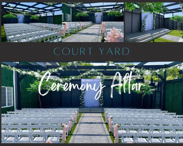 Court Yard Outdoor Wedding Ceremony Altar at Celebrations on the River