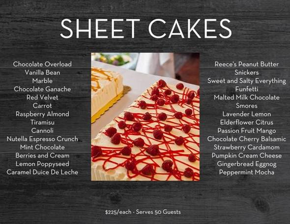 Dessert Menu - Sheet Cakes