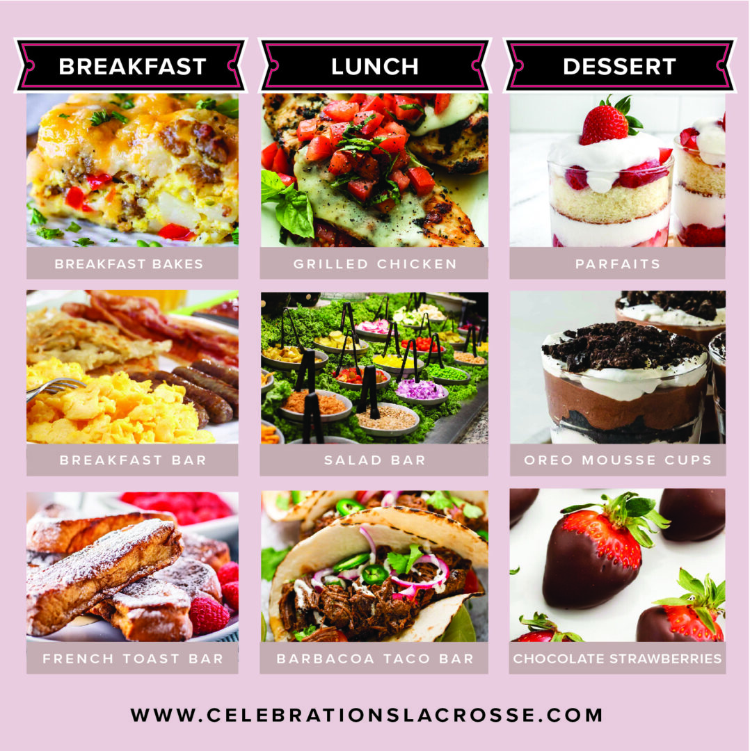 Mother's Day 2026 Food Menu for Mother's Day at Celebrations on the River La Crosse, WI